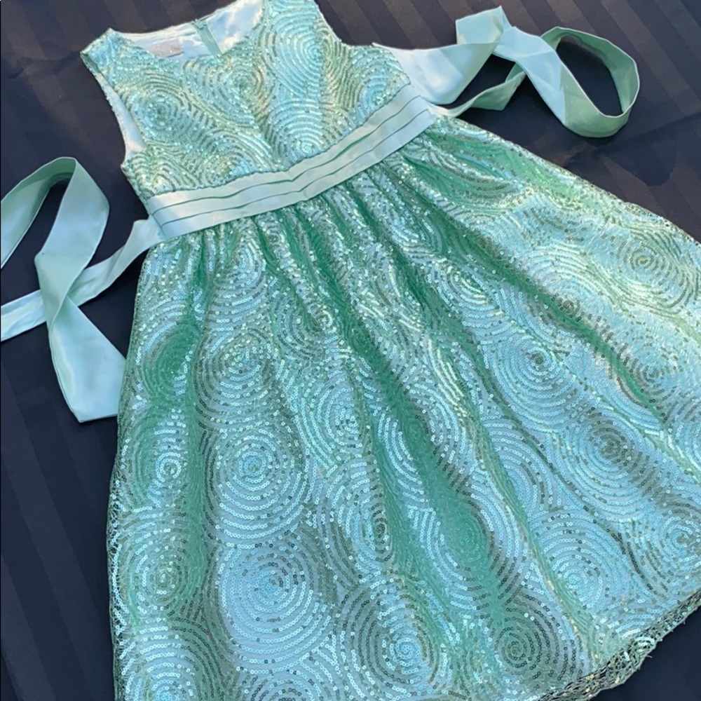 Mint Green Sequined Holiday Dress
